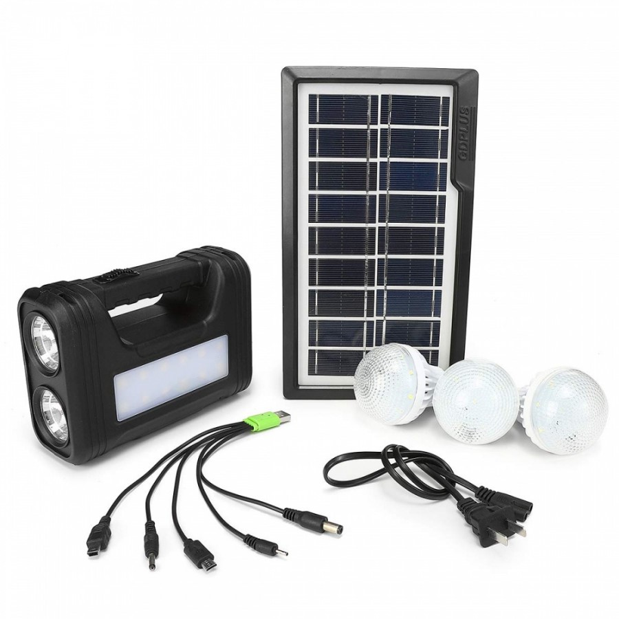Panou solar fotovoltaic, iluminare 3 becuri, lanterna-lampa, incarcare telefon ( Iluminat )