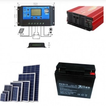 Kit solar cu panou fotovoltaic 100W Invertor 220V Controller 20A, Acumulator 12v-7Ah Kit solar cu panou fotovoltaic 100W Invertor 220V Controller 20A, Acumulator 12v-7Ah
