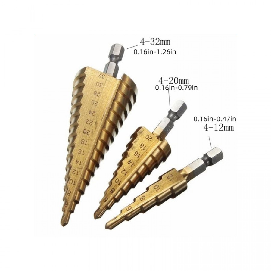 Burghiu conic pentru metal in trepte, spiral conic 4-32 mm, set 3 bucati - Unelte&Scule - wowreduceri.ro