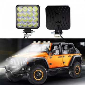 Set 2 proiectoare LED auto offroad 48W 12V-24V, 16 LED, patrat Set 2 proiectoare LED auto offroad 48W 12V-24V, 16 LED, patrat