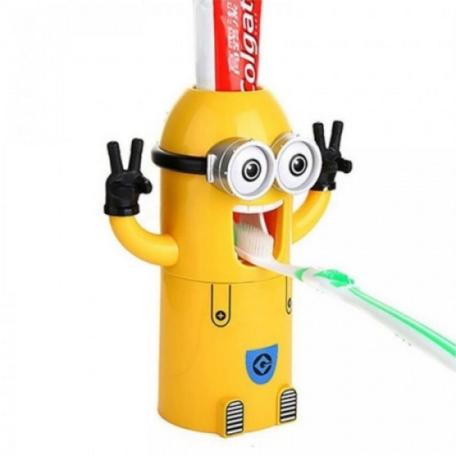 Dozator pasta de dinti cu suport pentru 2 periute, model Minions - Ingrijire Personala - wowreduceri.ro