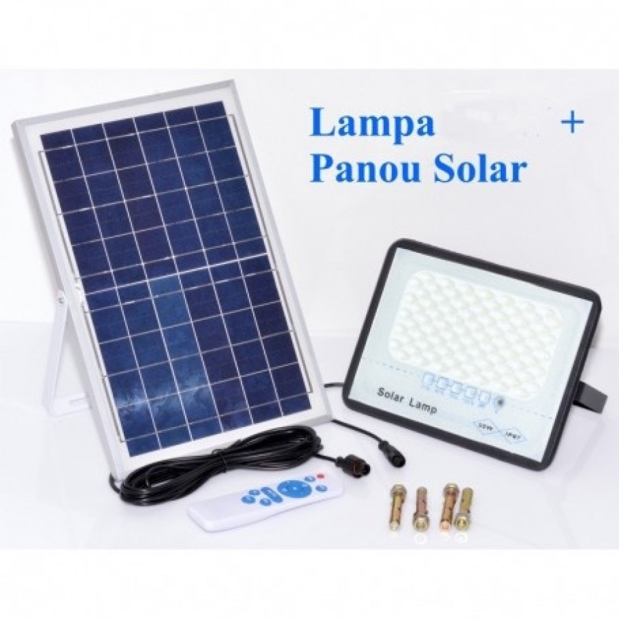 LAMPA STRADALA PROIECTOR LED 100W CU PANOU SOLAR, SENZOR DE MISCARE SI ACUMULATOR - Iluminat -wowreduceri.ro LAMPA STRADALA PROIECTOR LED 100W CU PANOU SOLAR, SENZOR DE MISCARE SI ACUMULATOR - Iluminat - wowreduceri.ro