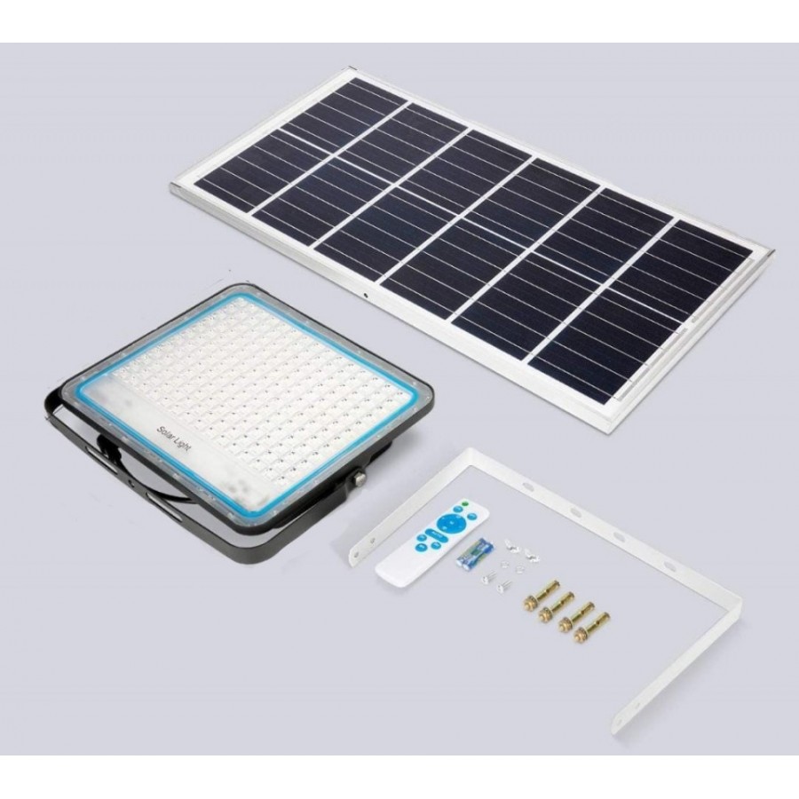 Panou cu proiector solar60 W, cu LED-uri puternice, telecomanda cu functii multiple, accesorii de fixare incluse - Iluminat - wowreduceri.ro