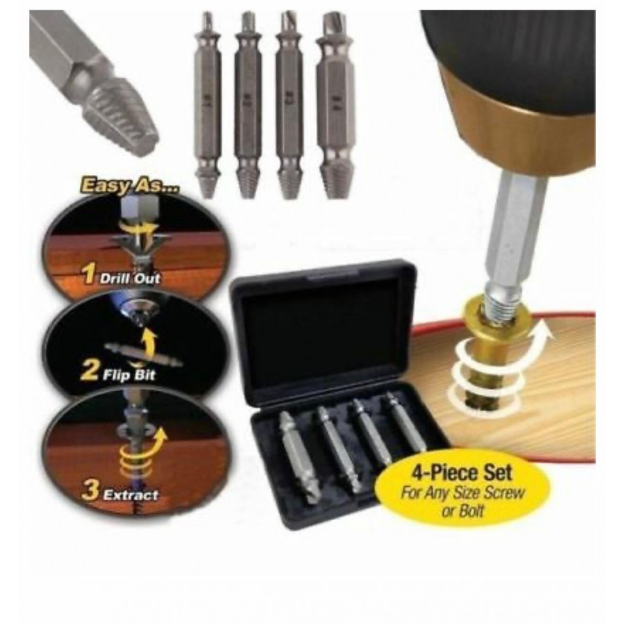 Set 4 burghie extractoare pentru suruburi rupte - Bucatarie -wowreduceri.ro Set 4 burghie extractoare pentru suruburi rupte ( Bucatarie )