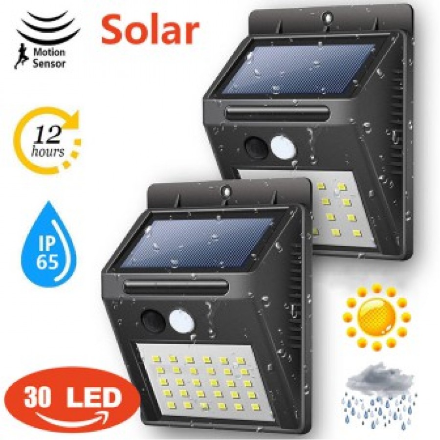 Set 4 Lampi solare 30 LED, senzor de miscar  3 moduri de iluminare - Casa si gradina - wowreduceri.ro
