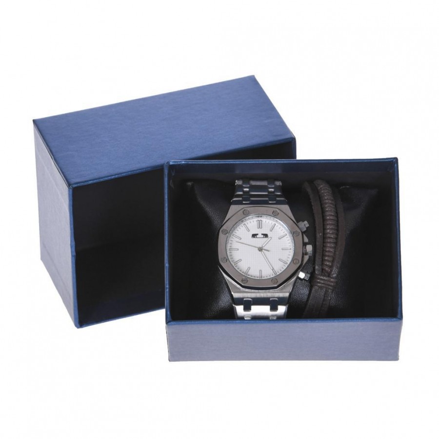 Ceas Matteo Ferrari Silver + Bratara CADOU - Ceasuri - wowreduceri.ro