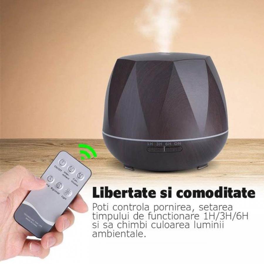 Difuzor aromaterapie 550 ml cu telecomanda, model lemn inchis, LED multicolor + ulei aromaterapie CADOU - Dispozitive De Aromaterapie -wowreduceri.ro Difuzor aromaterapie 550 ml cu telecomanda, model lemn inchis, LED multicolor + ulei aromaterapie CADOU ( Dispozitive De Aromaterapie )
