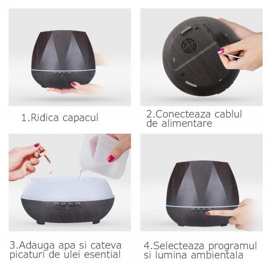 Difuzor aromaterapie 550 ml cu telecomanda, model lemn inchis, LED multicolor + ulei aromaterapie CADOU - Dispozitive De Aromaterapie -wowreduceri.ro Difuzor aromaterapie 550 ml cu telecomanda, model lemn inchis, LED multicolor + ulei aromaterapie CADOU ( Dispozitive De Aromaterapie )