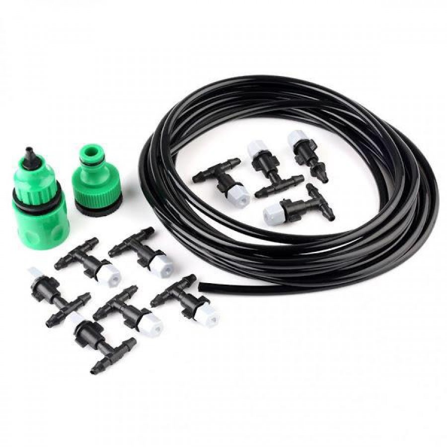 Kit racire terasa cu pulverizare apa sub forma de ceata, 10 metri - Furtune extensibile -wowreduceri.ro Kit racire terasa cu pulverizare apa sub forma de ceata, 10 metri ( Furtune extensibile )