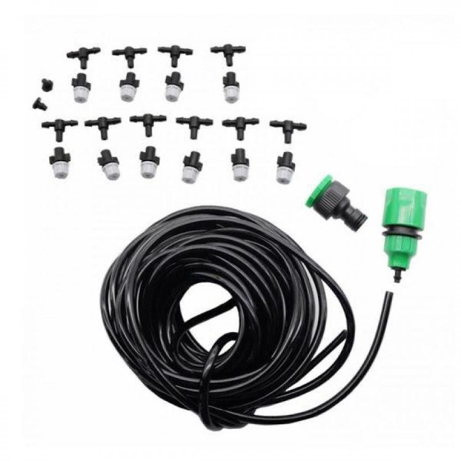 Kit racire terasa cu pulverizare apa sub forma de ceata, 10 metri - Furtune extensibile -wowreduceri.ro Kit racire terasa cu pulverizare apa sub forma de ceata, 10 metri ( Furtune extensibile )