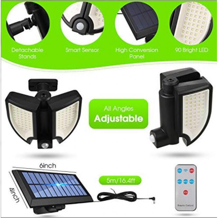 Lampa solara 90 LED, senzor de miscare, telecomanda - Panouri solare - wowreduceri.ro