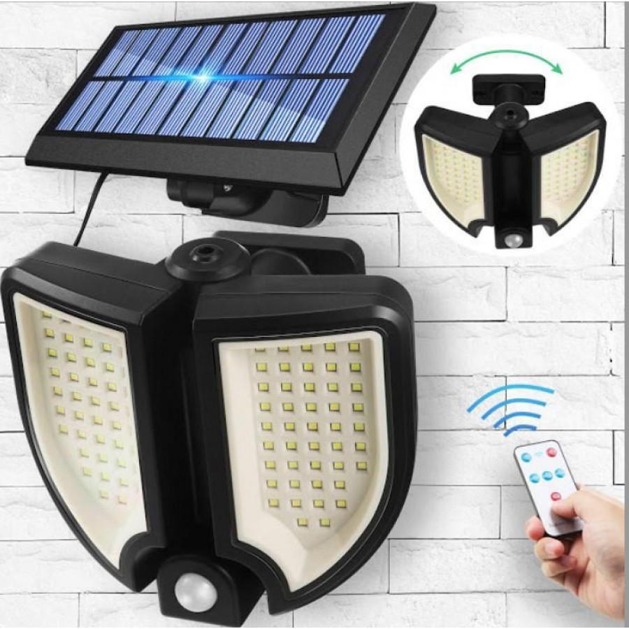 Lampa solara 90 LED, senzor de miscare, telecomanda - Panouri solare - wowreduceri.ro
