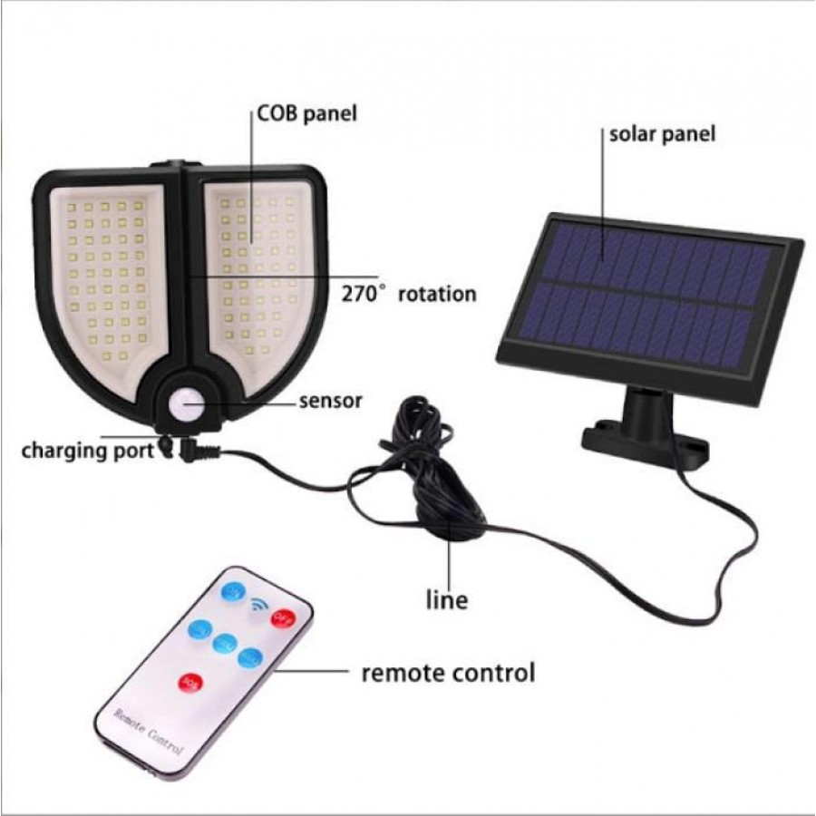 Lampa solara 90 LED, senzor de miscare, telecomanda - Panouri solare - wowreduceri.ro