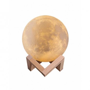 Lampa luna 3D, 15 cm, multicolora, reincarcabila, suport lemn Lampa luna 3D, 15 cm, multicolora, reincarcabila, suport lemn
