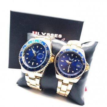 Set ceasuri pentru cuplu Ulysses gold-blue
