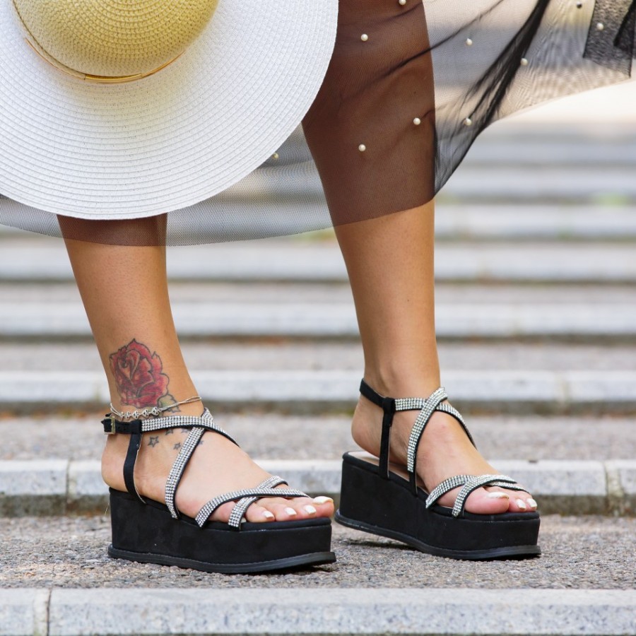 Sandale LS1690 Black Suede P2 - Platforme -wowreduceri.ro Sandale LS1690 Black Suede P2 ( Platforme )