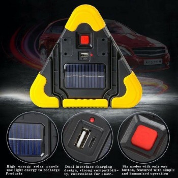 Triunghi reflectorizant LED cu incarcare solara si USB Triunghi reflectorizant LED cu incarcare solara si USB
