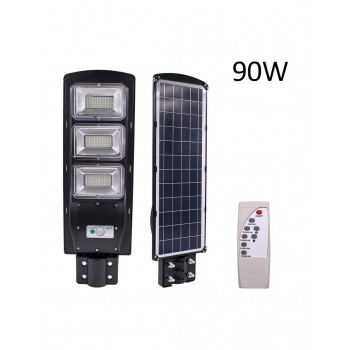 Lampa stradala 90W, felinar cu panou solar, senzor lumina, telecomanda si suport