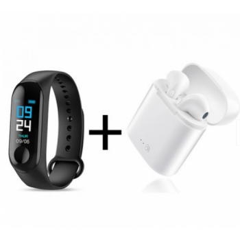 Set Bratara fitness + Casti I7 TWS cu dock de incarcare Set Bratara fitness + Casti I7 TWS cu dock de incarcare
