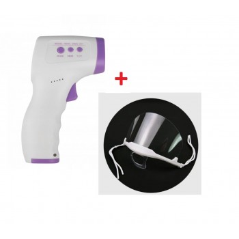KIT Termometru digital non contact cu infrarosu digital IDEAL și pentru copii + Masca de protectie transparenta KIT Termometru digital non contact cu infrarosu digital IDEAL și pentru copii + Masca de protectie transparenta