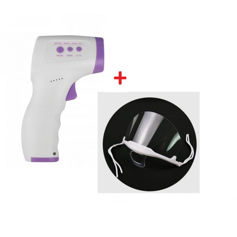 KIT Termometru digital non contact cu infrarosu digital IDEAL și pentru copii + Masca de protectie transparenta - Ingrijire Personala -wowreduceri.ro KIT Termometru digital non contact cu infrarosu digital IDEAL și pentru copii + Masca de protectie transparenta - Ingrijire Personala - wowreduceri.ro