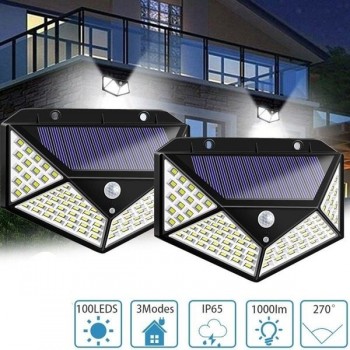  Lampa 100 LED cu panou solar si senzor de miscare