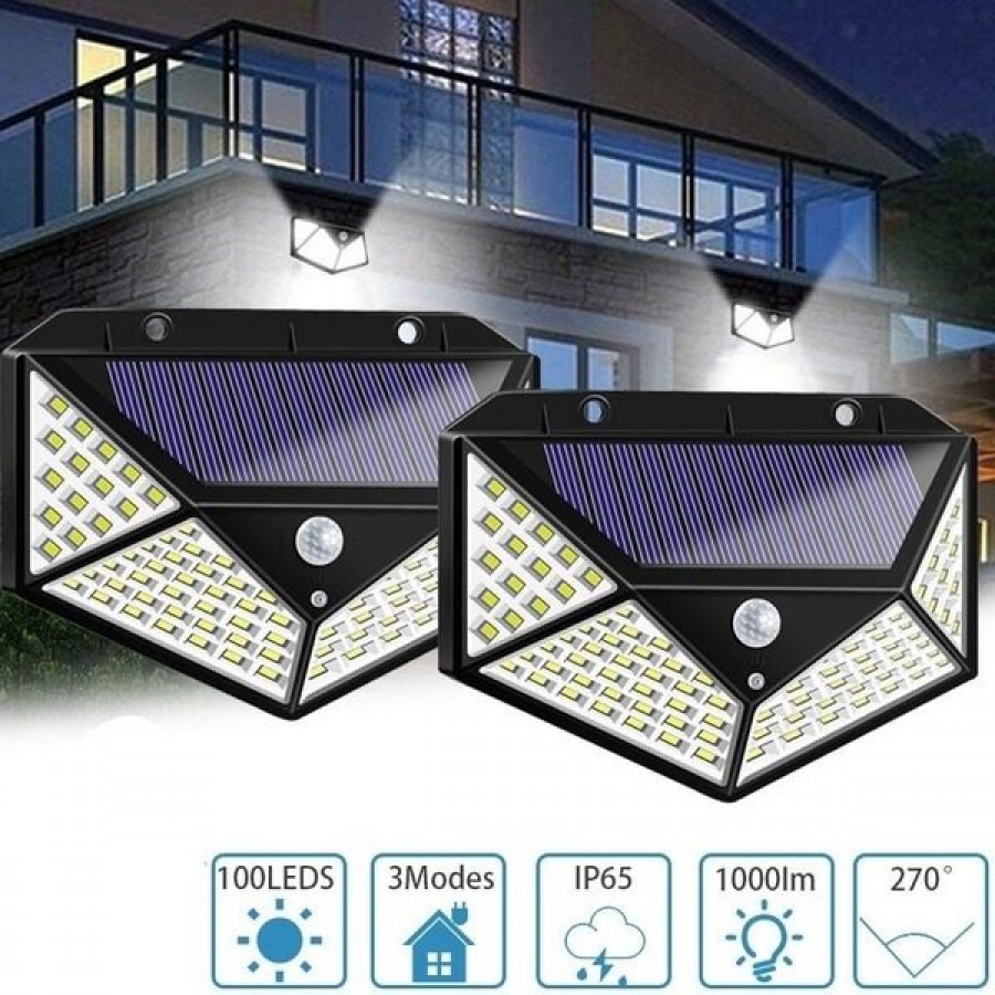 Lampa 100 LED cu panou solar si senzor de miscare - Iluminat - wowreduceri.ro