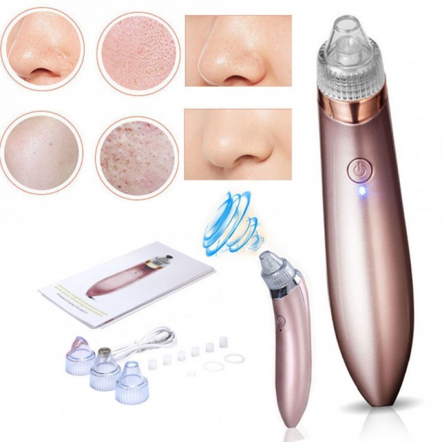 Aparat vacuum pentru curatat si ingrijire a pielii de acnee. Aparat Extractie Puncte Negre, tip Vacuum / Aspirator, 4 Capete de Schimb, 4 Programe, Reincarcabil, fara fir - Ingrijire Personala - wowreduceri.ro