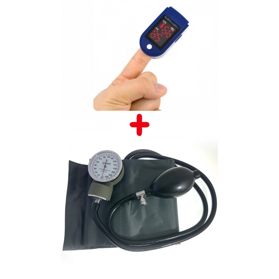 PACHET Clasic Tensiometru Manual + Aparat de masurare puls, Oximetru pentru deget cu display, Masurare Saturatie Oxigen - Ingrijire Personala - wowreduceri.ro
