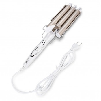 Ondulator profesional cu 3 elementi, Kemei, KM-1010, Temperatura reglabila, 45W, Auriu/Alb Ondulator profesional cu 3 elementi, Kemei, KM-1010, Temperatura reglabila, 45W, Auriu/Alb