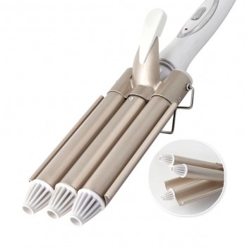 Ondulator profesional cu 3 elementi, Kemei, KM-1010, Temperatura reglabila, 45W, Auriu/Alb Ondulator profesional cu 3 elementi, Kemei, KM-1010, Temperatura reglabila, 45W, Auriu/Alb