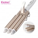 Ondulator profesional cu 3 elementi, Kemei, KM-1010, Temperatura reglabila, 45W, Auriu/Alb - Ingrijire Personala - wowreduceri.ro