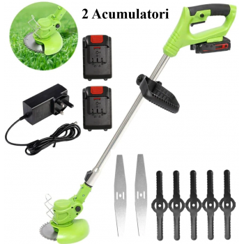 Motocoasa Electrica cu 2 Acumulatori,  Trimmer Fara Cablu Pentru Iarba sau Gazon, Coada Extensibila Motocoasa Electrica cu 2 Acumulatori,  Trimmer Fara Cablu Pentru Iarba sau Gazon, Coada Extensibila
