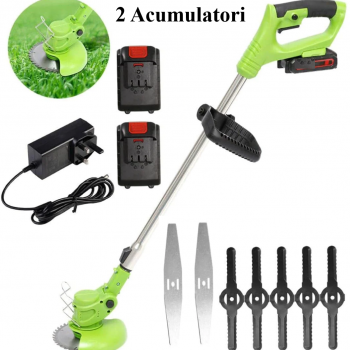 Motocoasa Electrica cu 2 Acumulatori,  Trimmer Fara Cablu Pentru Iarba sau Gazon, Coada Extensibila Motocoasa Electrica cu 2 Acumulatori,  Trimmer Fara Cablu Pentru Iarba sau Gazon, Coada Extensibila
