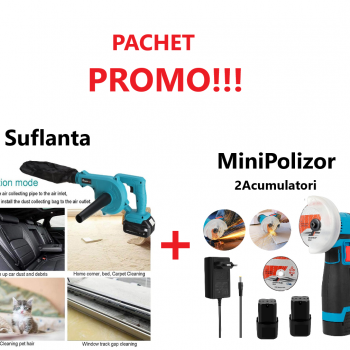 Promo!!! Suflanta de Aer Electrica, Fara Fir, cu Acumulator, Maturator de Frunze + Mini Polizor Unghiular cu 2 Acumulatori, Portabil, 12 V, Disc 76MM Promo!!! Suflanta de Aer Electrica, Fara Fir, cu Acumulator, Maturator de Frunze + Mini Polizor Unghiular cu 2 Acumulatori, Portabil, 12 V, Disc 76MM