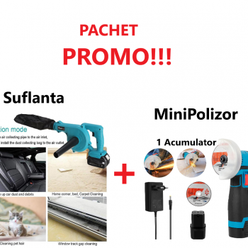 Promo!!! Suflanta de Aer Electrica, Fara Fir, cu Acumulator, Maturator de Frunze + Mini Polizor Unghiular cu 1 Acumulator, Portabil, 12 V, Disc 76MM Promo!!! Suflanta de Aer Electrica, Fara Fir, cu Acumulator, Maturator de Frunze + Mini Polizor Unghiular cu 1 Acumulator, Portabil, 12 V, Disc 76MM