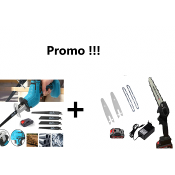 Promo!!! Fierăstrău Tip Sabie, Soricel Fără Fir Pentru Taiat si Toaletat Gradina, cu 1 Acumulator si 4 Lame Incluse + Mini drujba 6 inch cu 2 Lanturi, 2 Lama, 1 Acumulator