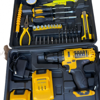 Trusa Bormasina cu Multiple Accesorii, Masina de Insurubat si Gaurit, 20V, cu 2 Acumulatori Inclusi Trusa Bormasina cu Multiple Accesorii, Masina de Insurubat si Gaurit, 20V, cu 2 Acumulatori Inclusi