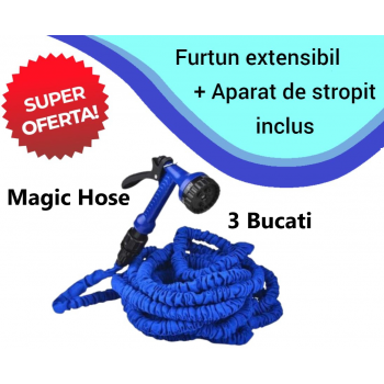 Oferta 3 Bucati x Furtun Extensibil Magic Hose Pentru Udat cu Pistol de Stropit Inclus