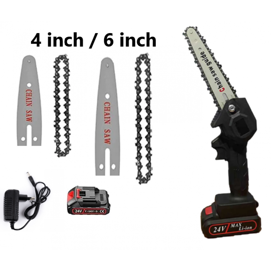 Mini Drujba Combinata 4-6 inch, cu 1Lant/ 1Lama 4 inch + 1Lant/ 1Lama 6 inch si 1Acumulator