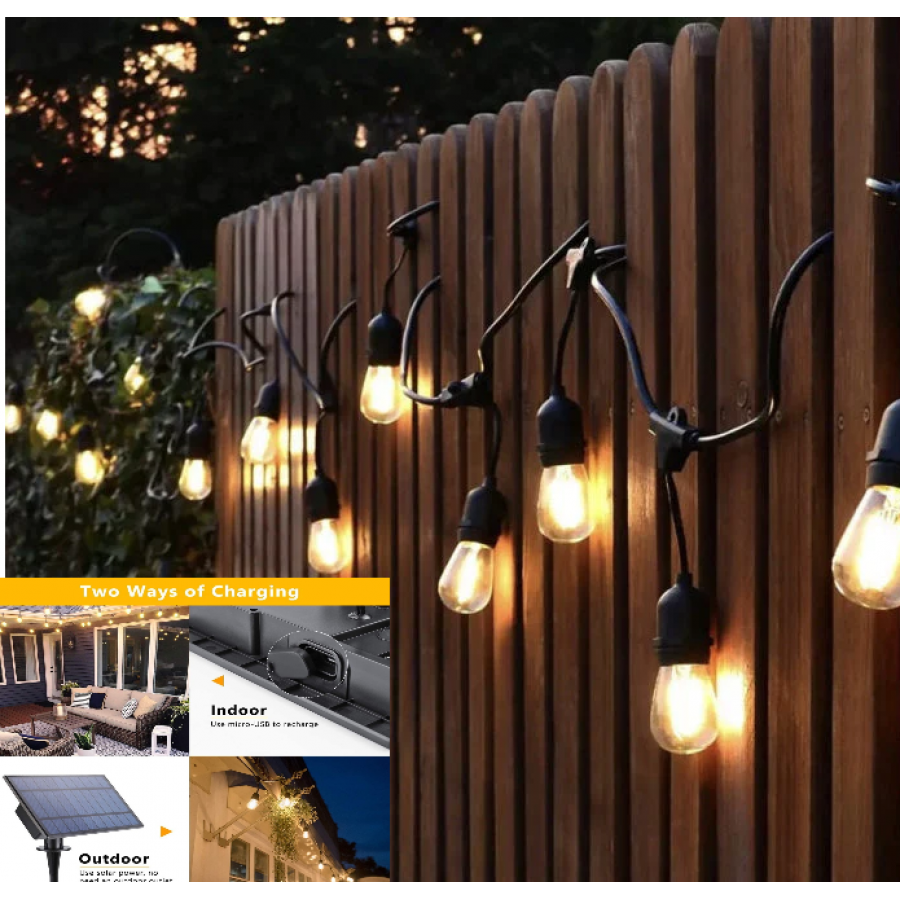 Ghirlanda Luminoasa Solara, 5 Metri cu 10 Becuri, Incarcare Panou Solar cod 0900
