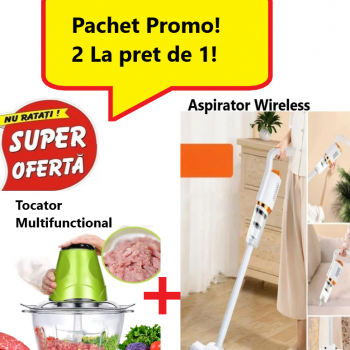 Super Oferta 2 in 1 - Tocator Electric Multifunctional pentru Carne, Fructe si Legume + Aspirator Vertical Portabil Fara Fir, Wireless, 2 in 1, Fara sac, Control pe maner, Reincarcabil Super Oferta 2 in 1 - Tocator Electric Multifunctional pentru Carne, Fructe si Legume + Aspirator Vertical Portabil Fara Fir, Wireless, 2 in 1, Fara sac, Control pe maner, Reincarcabil