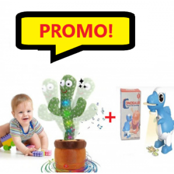 Oferta Promo - Proiector Pentru Desen in Forma de Dinozaur Albastru + Cactus Dansator si Vorbitor, Jucarie Interactiva