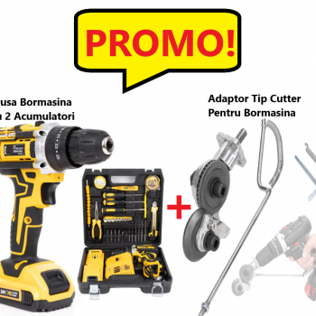 Promo!!! Trusa Bormasina, Masina de Gaurit si Insurubat cu 2 Acumulatori si Multiple Accesorii + Adaptor Tip Cutter de Taiat Tabla Pentru Bormasina Promo!!! Trusa Bormasina, Masina de Gaurit si Insurubat cu 2 Acumulatori si Multiple Accesorii + Adaptor Tip Cutter de Taiat Tabla Pentru Bormasina