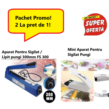 Oferta Promo! Aparat Pentru Sigilat / Lipit pungi 300mm FS 300 + Mini Dispozitiv Portabil pentru Sigilat si Etansat Pungi