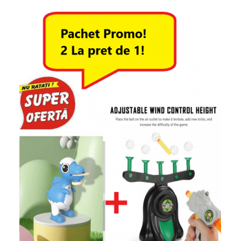 Oferta 2 in 1= Jucarie Dark Shot cu Mingi zburatoare si Pistol cu tinte + Proiector Pentru Desen in Forma de Dinozaur, Albastru