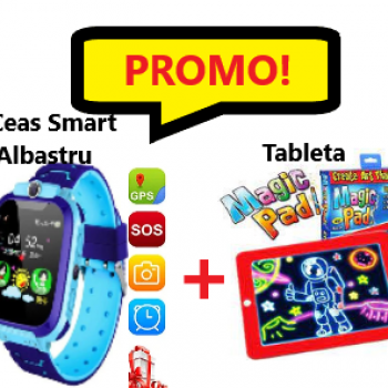 Kids Smart Watch  Albastru, Ceas Inteligent Pentru Copii+ Tableta Magic Pad Kids Smart Watch  Albastru, Ceas Inteligent Pentru Copii+ Tableta Magic Pad