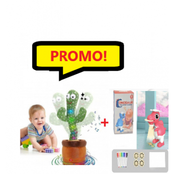 Oferta Promo - Proiector Pentru Desen in Forma de Dinozaur Roz + Cactus Dansator si Vorbitor, Jucarie Interactiva