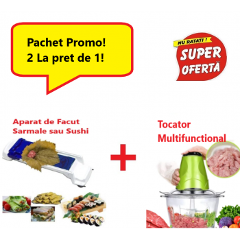 Pachet Promo 2 in 1- Aparat de Facut Sarmale + Tocator Multifunctional pentru Carne, Fructe si Legume Pachet Promo 2 in 1- Aparat de Facut Sarmale + Tocator Multifunctional pentru Carne, Fructe si Legume