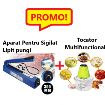 Oferta Promo! Aparat Pentru Sigilat / Lipit pungi 300mm FS 300 + Tocator Electric Multifunctional pentru Carne, Fructe si Legume Oferta Promo! Aparat Pentru Sigilat / Lipit pungi 300mm FS 300 + Tocator Electric Multifunctional pentru Carne, Fructe si Legume